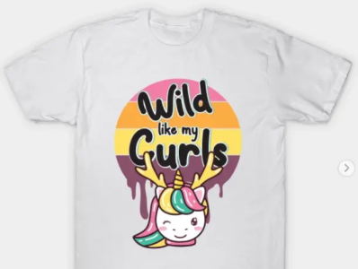 Wilds Like My Curls Toddler Cute Unicorn Curly Haired T-Shirt