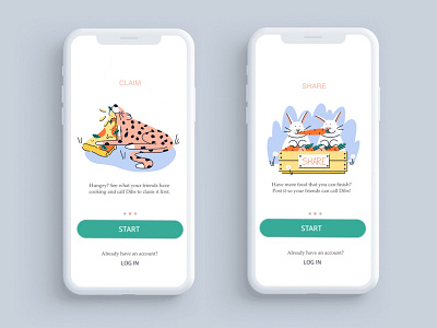 Illustrations for the food sharing app animals app flatdesign illustration minimal