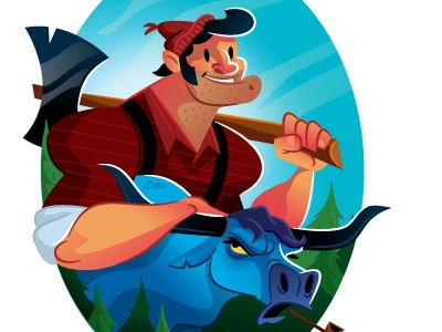 Paul Bunyan cartoon illustration illustrator vibrant