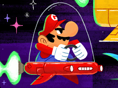 Mario! illustration kartart mario mariokart spaceship