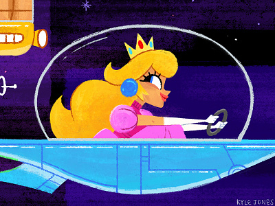 Princess Peach illustration kartart mario mariokart spaceship