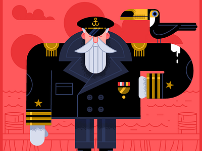 Toucan + Captain bird captain illustration naval vector