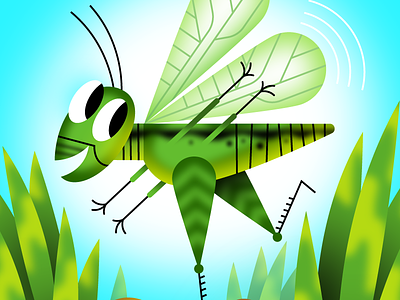 Grasshopper cricket grasshopper illustration kidlit