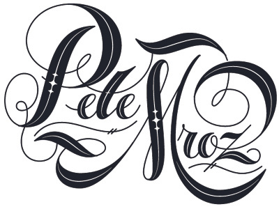 Pete handlettered swirls typography