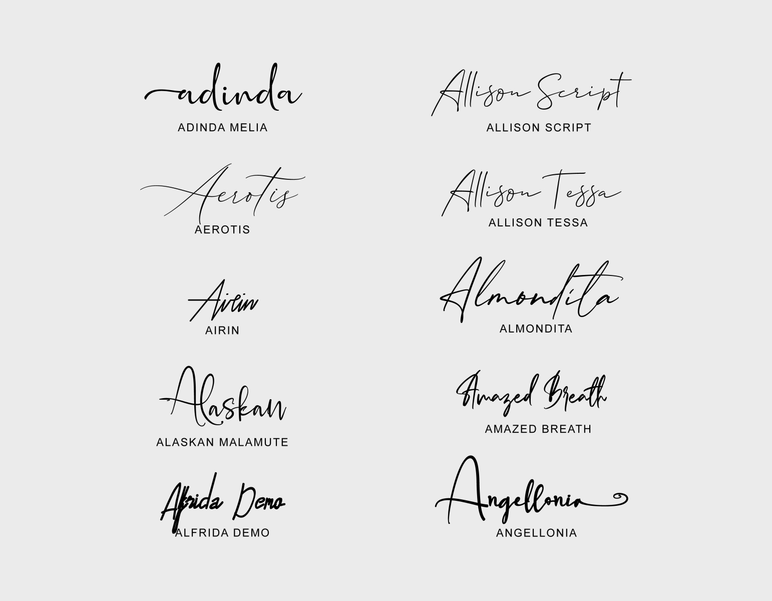 best cursive font for signature word