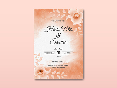 Watercolor Wedding Invitation Card Design hand drawn invitation card watercolor wedding card
