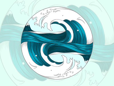 Symmetrical waves illustration circle design flat illustration procreate symmetry water waves