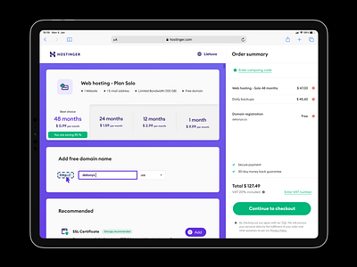 Web Hosting Checkout