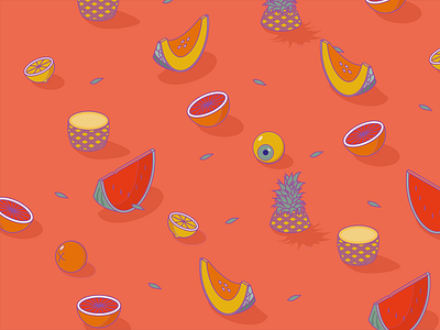 Il fruttivendolo color theory composition design eye fruit fruits illustration isometric italy pattern art pinepple simmetry summer