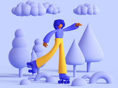 Roller Blader 3D Illustration