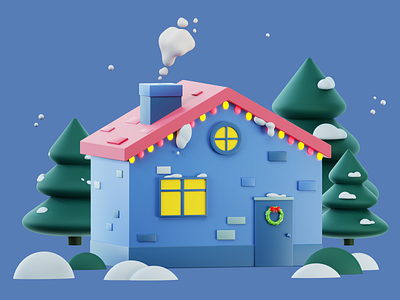 Christmas House 3d 3d art 3d artist cartoon design illustration web illustration