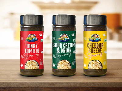 Popcorn Seasoning Lable branding design design graphicdesign mockups package design photoshop