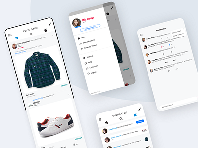 timeline app comments design drawer fashion fashion app mobile ui notifications timeline twigano