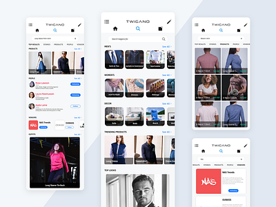 Discover Screen disover fashion fashion app search screen twigano ui uiux