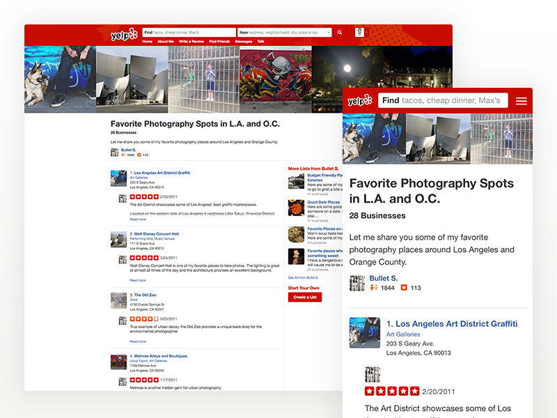 Yelp Lists Redesign photos businesses reviews redesign lists yelp