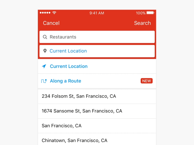 Search Along A Route map results route search yelp