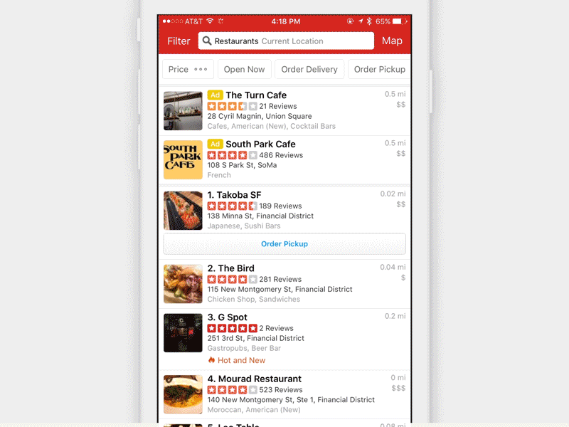 Search Results on iOS exploration ios iteration results search yelp