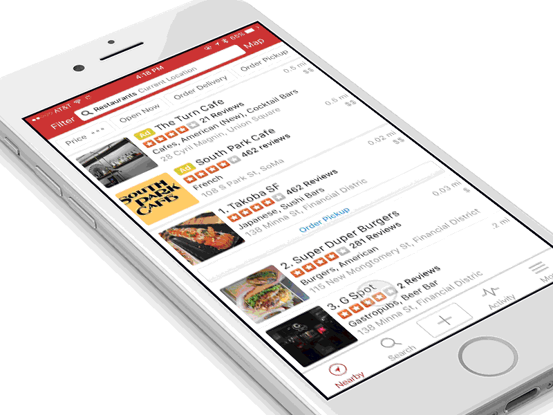 Previewing Businesses on Yelp businesses ios preview principle search sketch yelp