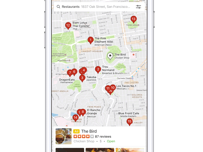Improved Map animation iphone map mobile photos search transitions ui ux