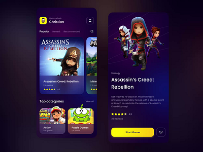 Mobile App Concept - Online Game Catalogue android app animation app design app screens ios app mobile app mobile app design mobile application mobile catalogue mobile design online catalogue online game app ui user experience user interface ux