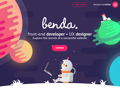 Space Portfolio Website | Hero benda branding filip flat hero illustration ios landing page ui ux web