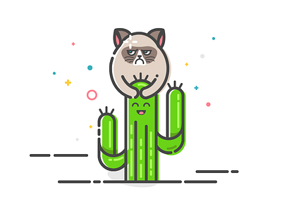 Grumpy Cactus benda branding cactus cat flat grumpy illustration invite ios pink pokemon ux