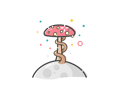 Mushroom tree | The Neverhood benda clean flat icon illustration invite ios mushroom neverhood pastel tree ux