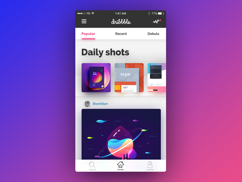 Dribbble Redesign Mobile App by Filip Benda on Dribbble
