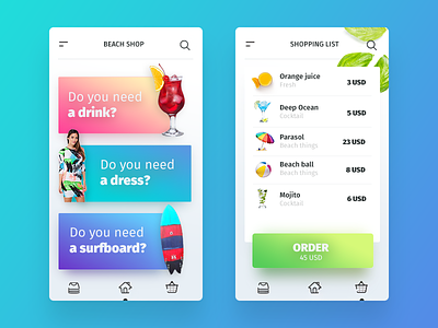 Beach Shop | Mobile App beach benda design dribbble eshop filipbenda gradient interface invite ios iphone ux