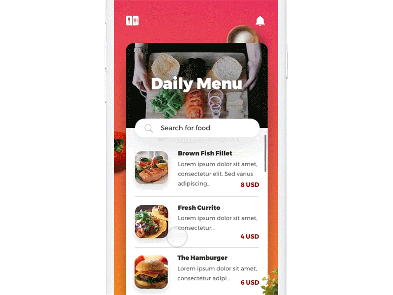 Makai Restaurant Detail | Mobile App benda dribbble filipbenda food gradient interface invite ios iphone menu restaurant ux