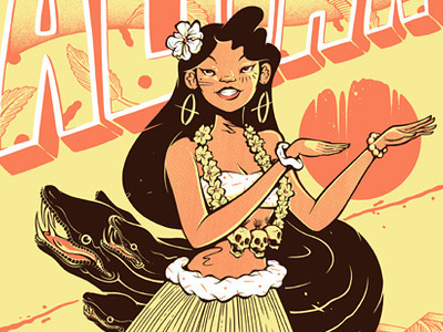 ALOHA aloha design hula girl illustration poster skulls snakes