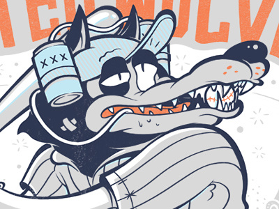 Wasted Wolves baseball design illustration mascot