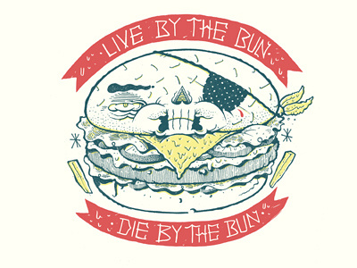 BORN TO GRILL burgers design doodle food illustration skull threadless