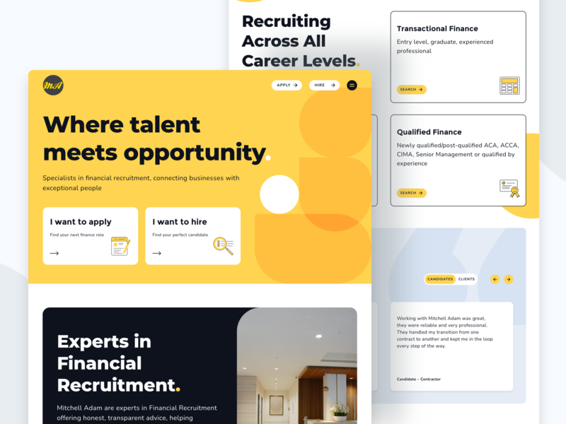 Mitchell Adam Website home page illustration mobile design recruitment responsive ui ux web design website