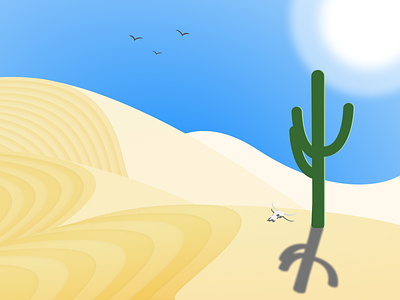Desert Landscape blue cactus desert dunes figma graphic design illustration landscape sand sun