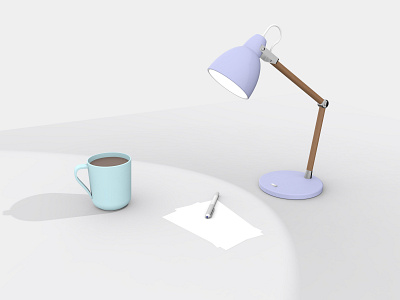 Potential 3d coffee desk desk lamp lamp mug paper pen vectary