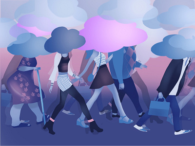 Cloudy clouds couple drawing gif girl illustration people street summer thunder