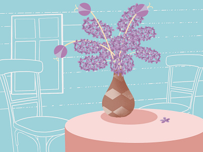 Vase design drawing illustration lilac vase