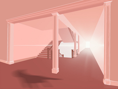 Prostory_3 corridor design drawing illustration interior lights procreate room