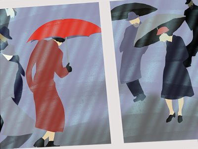 Rainy Day People drawing illustration people procreate rain rainy street umbrella walking weather window