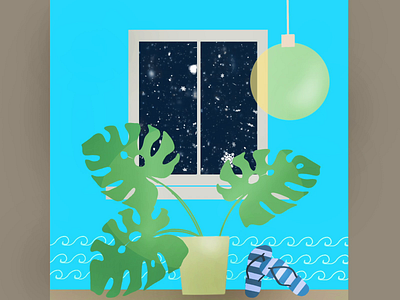 Holiday 2020 animation beach design drawing holiday holidays illustration palm palmtree procreate snow snowing window