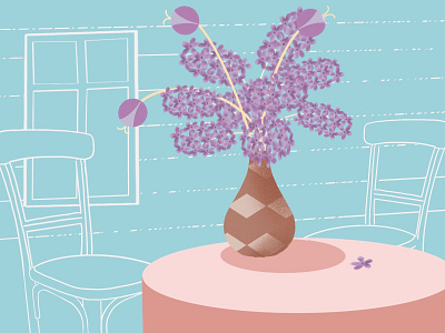 Time of lilacs design drawing illustration lilacs procreate stilllife vase