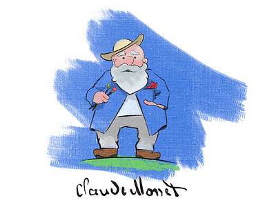 Claude Monet character drawing illustration