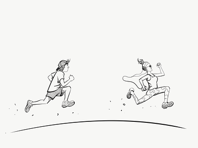 Half Marathon blackandwhite illustration running sketch