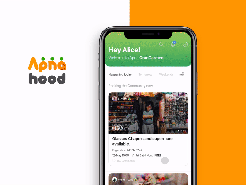 Apnahood mobile app_scrolling interaction aftereffects animation branding design development engineering interaction motiongraphics productdesign technology user experience userinterface