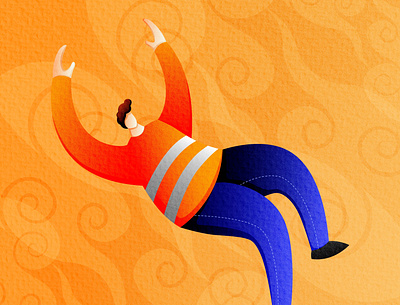 Orange Guy Falling from The Sky design graphic design illustration vector