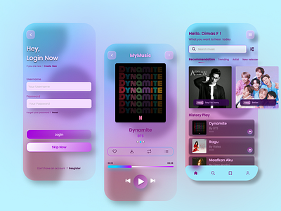 MyMusicApp android dark darkmode explore glassmorphism login music signin ui userinterface