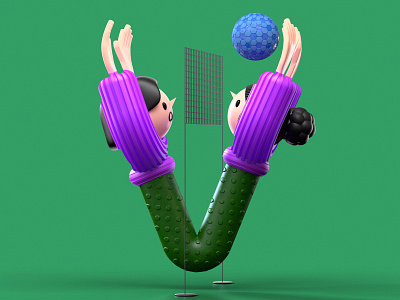 Letter V 36daysoftype 36daysoftypea 3d characterdesign letter typography volleyball