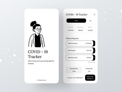 COVID - 19 app app design application clean corona covid dashboard illustraion interface mobile mobile ui redesign tracker ui ux virus