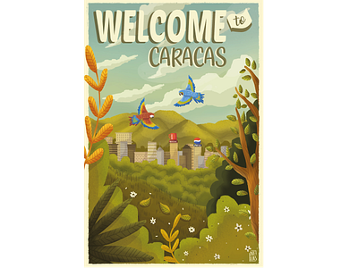 Welcome to Caracas background characters concept art design illustration poster art posters vintageillustration